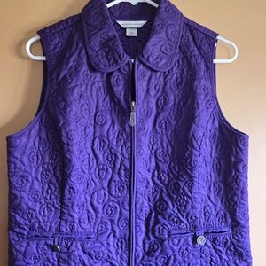 Christopher & Bankd Purple Quilted Vest With Pockets, S (PTP=19.25")